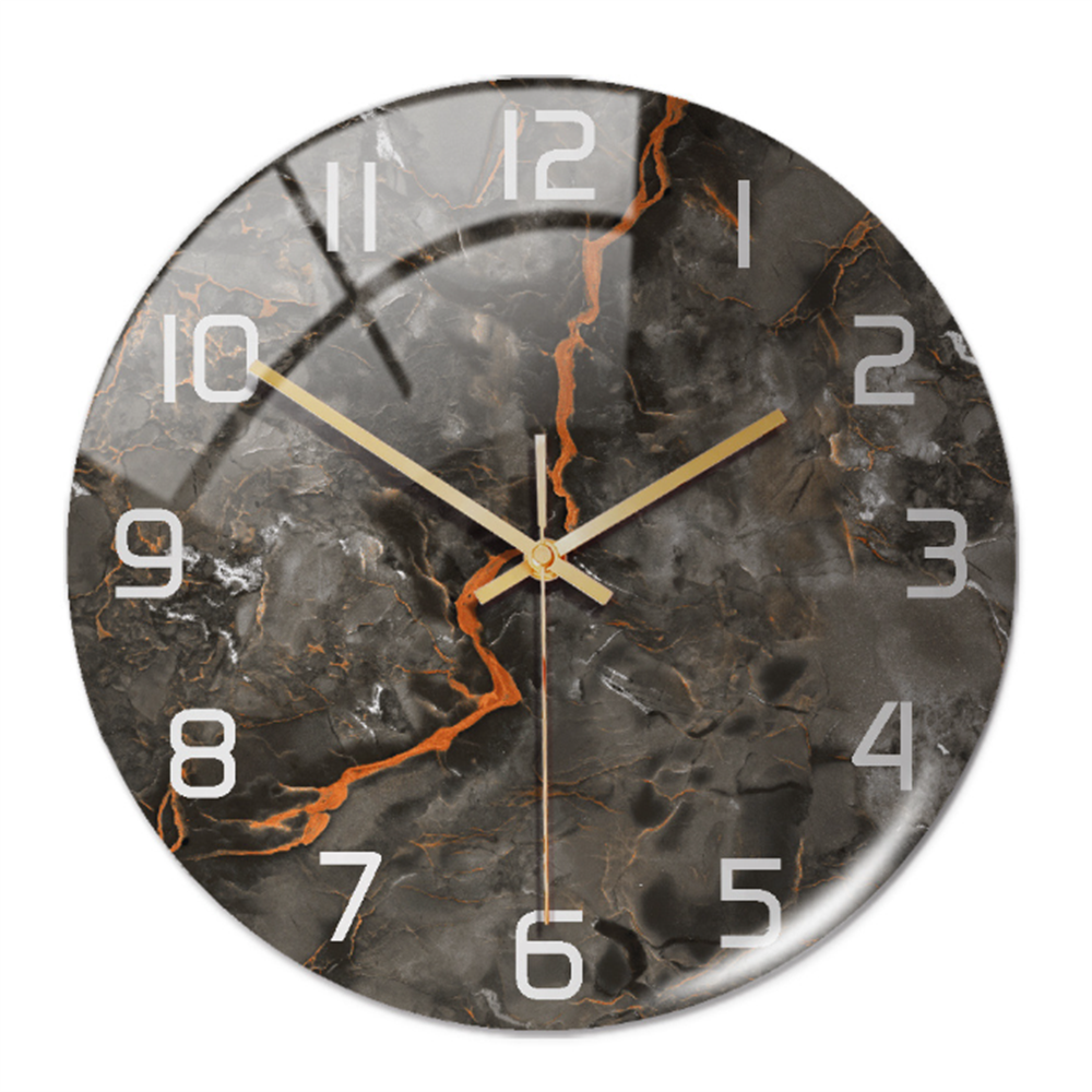Wanduhr | Marmoroptik Stilvoll Einzigartig Vielseitig Atmosphärisch Langlebig-Grau Kupfer-Luzern Mode