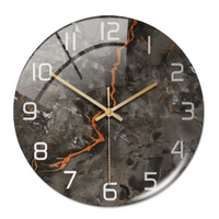 Wanduhr | Marmoroptik Stilvoll Einzigartig Vielseitig Atmosphärisch Langlebig-Grau Kupfer-Luzern Mode