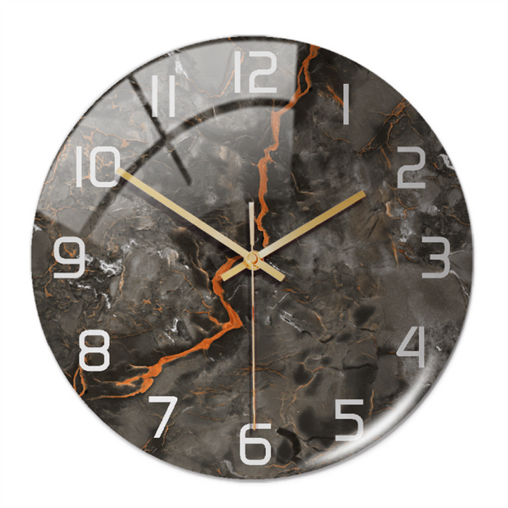 Wanduhr | Marmoroptik Stilvoll Einzigartig Vielseitig Atmosphärisch Langlebig-Grau Kupfer-Luzern Mode