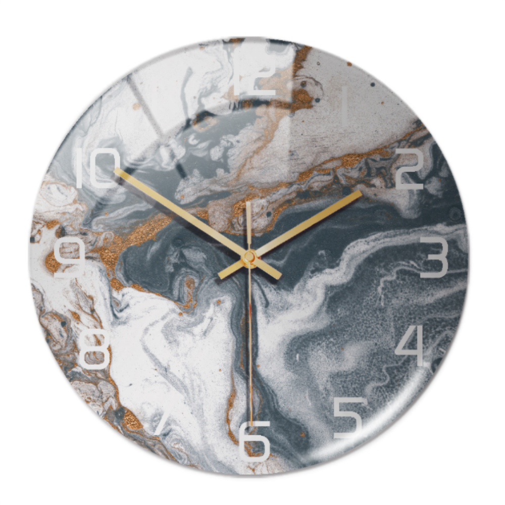 Wanduhr | Marmoroptik Stilvoll Einzigartig Vielseitig Atmosphärisch Langlebig-Grau Kupfer Weiß-Luzern Mode