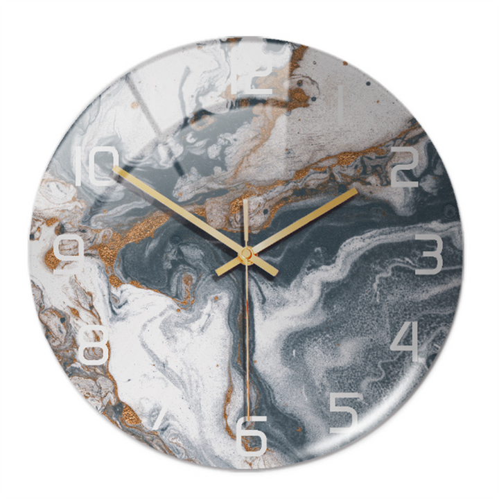 Wanduhr | Marmoroptik Stilvoll Einzigartig Vielseitig Atmosphärisch Langlebig-Grau Kupfer Weiß-Luzern Mode