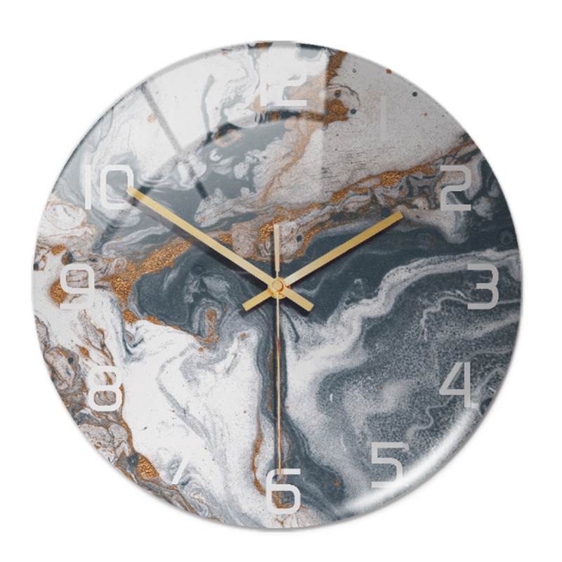Wanduhr | Marmoroptik Stilvoll Einzigartig Vielseitig Atmosphärisch Langlebig-Grau Kupfer Weiß-Luzern Mode