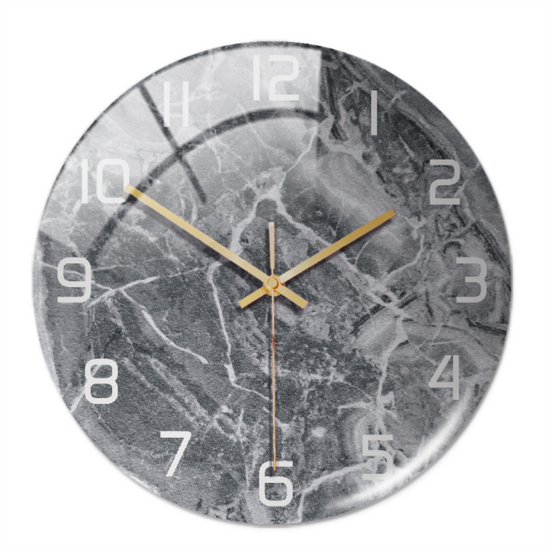 Wanduhr | Marmoroptik Stilvoll Einzigartig Vielseitig Atmosphärisch Langlebig-Grau-Luzern Mode