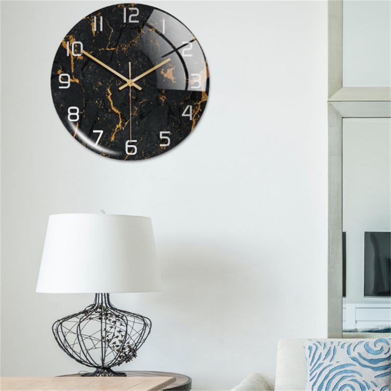 Wanduhr | Marmoroptik Stilvoll Einzigartig Vielseitig Atmosphärisch Langlebig-Luzern Mode