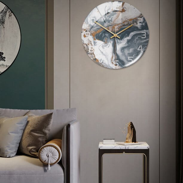 Wanduhr | Marmoroptik Stilvoll Einzigartig Vielseitig Atmosphärisch Langlebig-Luzern Mode