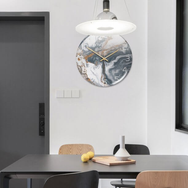 Wanduhr | Marmoroptik Stilvoll Einzigartig Vielseitig Atmosphärisch Langlebig-Luzern Mode