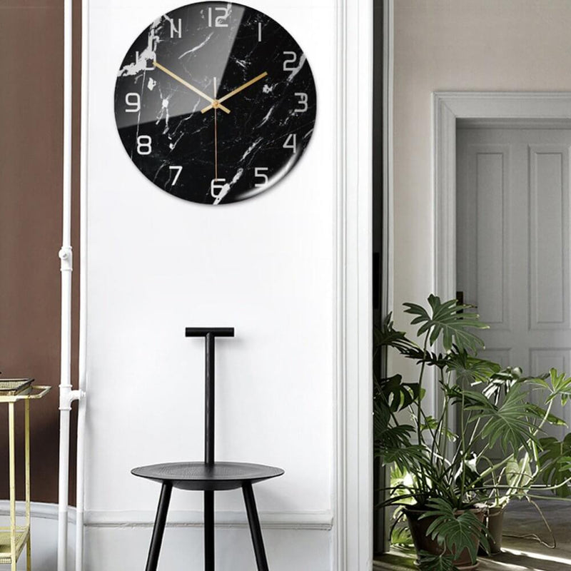 Wanduhr | Marmoroptik Stilvoll Einzigartig Vielseitig Atmosphärisch Langlebig-Luzern Mode