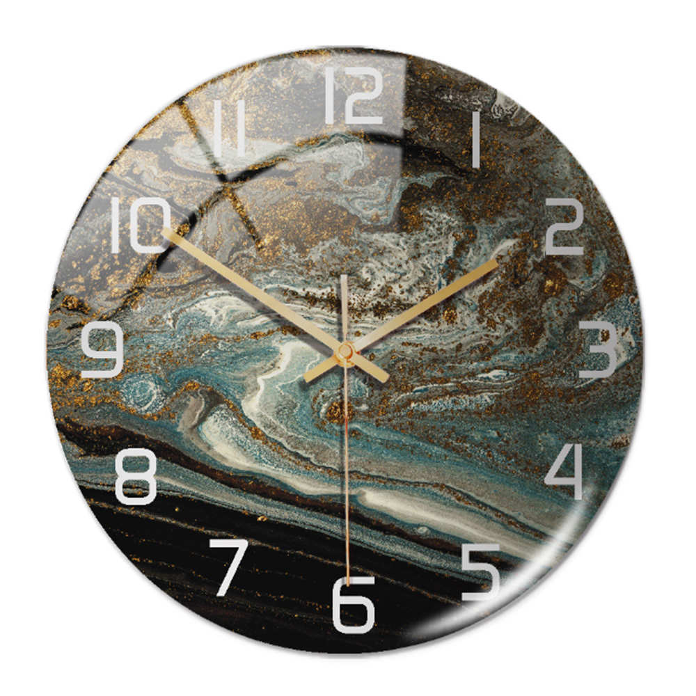 Wanduhr | Marmoroptik Stilvoll Einzigartig Vielseitig Atmosphärisch Langlebig-Kupfer Blau-Luzern Mode