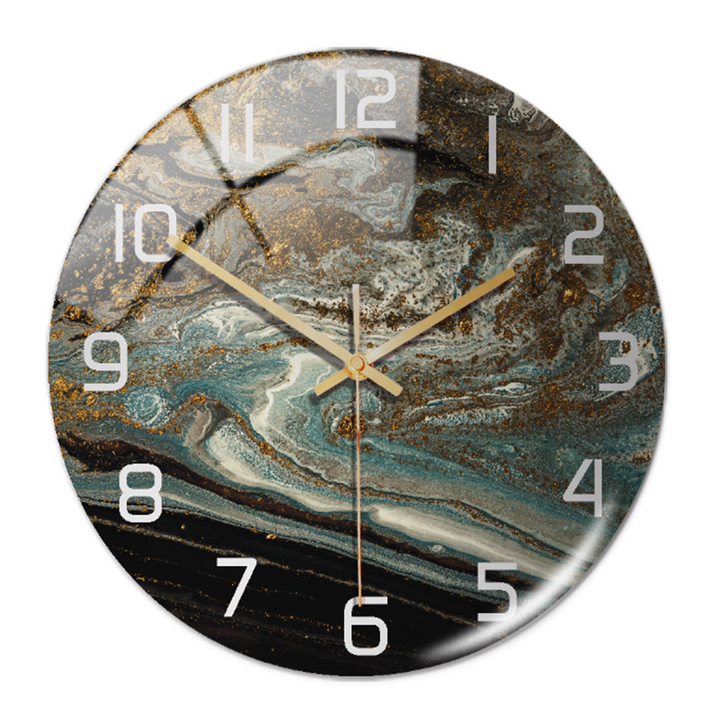 Wanduhr | Marmoroptik Stilvoll Einzigartig Vielseitig Atmosphärisch Langlebig-Kupfer Blau-Luzern Mode