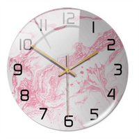 Wanduhr | Marmoroptik Stilvoll Einzigartig Vielseitig Atmosphärisch Langlebig-Rosa-Luzern Mode
