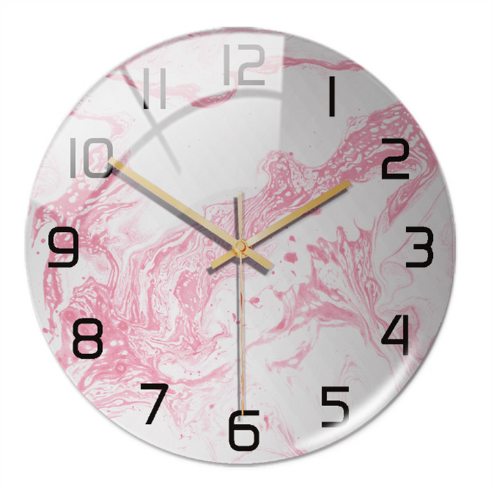 Wanduhr | Marmoroptik Stilvoll Einzigartig Vielseitig Atmosphärisch Langlebig-Rosa-Luzern Mode