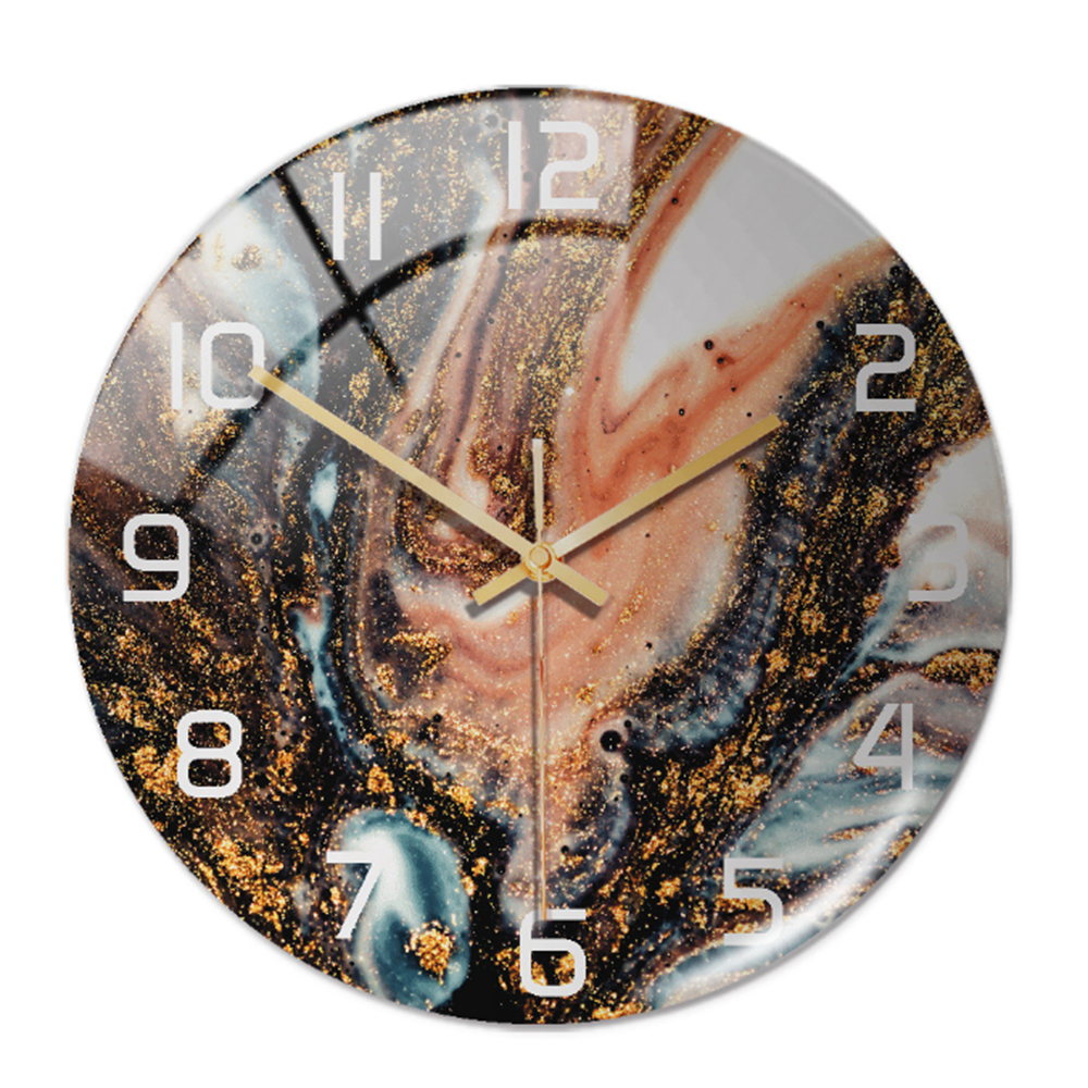 Wanduhr | Marmoroptik Stilvoll Einzigartig Vielseitig Atmosphärisch Langlebig-Schwarz Kupfer Blau-Luzern Mode