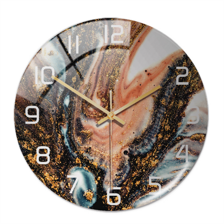 Wanduhr | Marmoroptik Stilvoll Einzigartig Vielseitig Atmosphärisch Langlebig-Schwarz Kupfer Blau-Luzern Mode