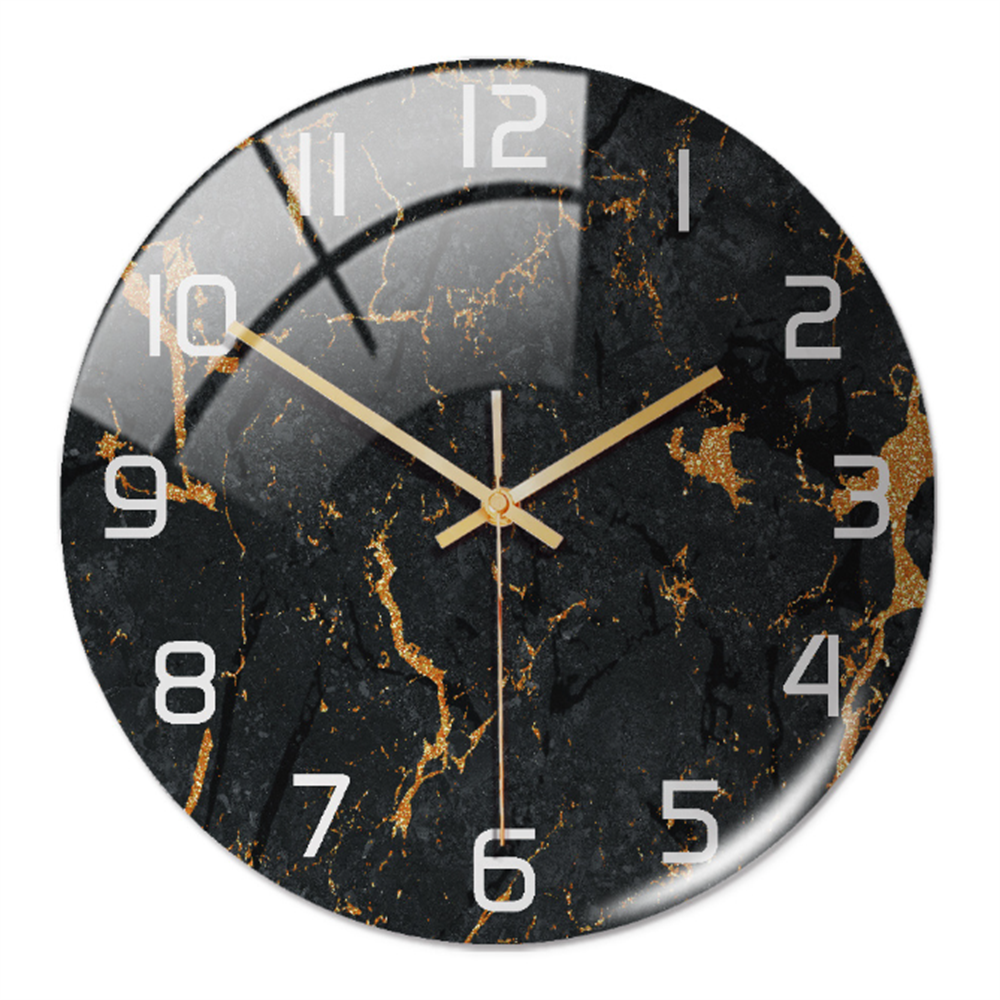 Wanduhr | Marmoroptik Stilvoll Einzigartig Vielseitig Atmosphärisch Langlebig-Schwarz Kupfer-Luzern Mode