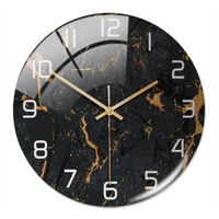 Wanduhr | Marmoroptik Stilvoll Einzigartig Vielseitig Atmosphärisch Langlebig-Schwarz Kupfer-Luzern Mode