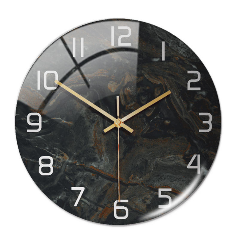 Wanduhr | Marmoroptik Stilvoll Einzigartig Vielseitig Atmosphärisch Langlebig-Schwarz-Luzern Mode
