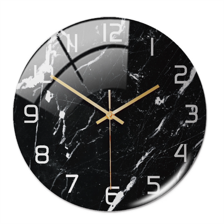 Wanduhr | Marmoroptik Stilvoll Einzigartig Vielseitig Atmosphärisch Langlebig-Schwarz Weiß-Luzern Mode