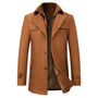 Herren Winterjacke | Wasserdicht | Knopfverschluss | Kragen | Unifarben | Warm-Braun-S-Luzern Mode