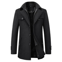 Herren Winterjacke | Wasserdicht | Knopfverschluss | Kragen | Unifarben | Warm-Schwarz-S-Luzern Mode