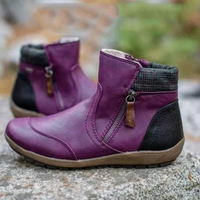 Damen Stiefeletten mit Reißverschluss und Komfortsohle-Lila-35-Luzern Mode