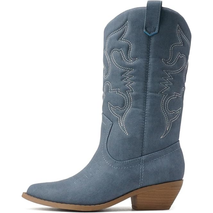 Hochwertige Westernstiefel für Damen mit Stickerei-Blau Denim-35.5-Luzern Mode