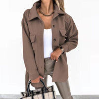 Damen Übergangsjacke mit Taschen und Knopfleiste-Braun-S-Luzern Mode