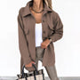 Damen Übergangsjacke mit Taschen und Knopfleiste-Braun-S-Luzern Mode