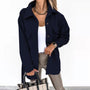 Damen Übergangsjacke mit Taschen und Knopfleiste-Marineblau-S-Luzern Mode