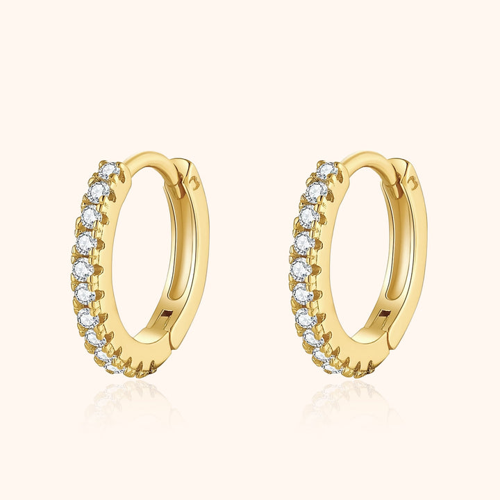 Creolen mit Zirkonia | Funkelnd Sterlingsilber Gold Stilvoll Einzigartig-Gold-Luzern Mode