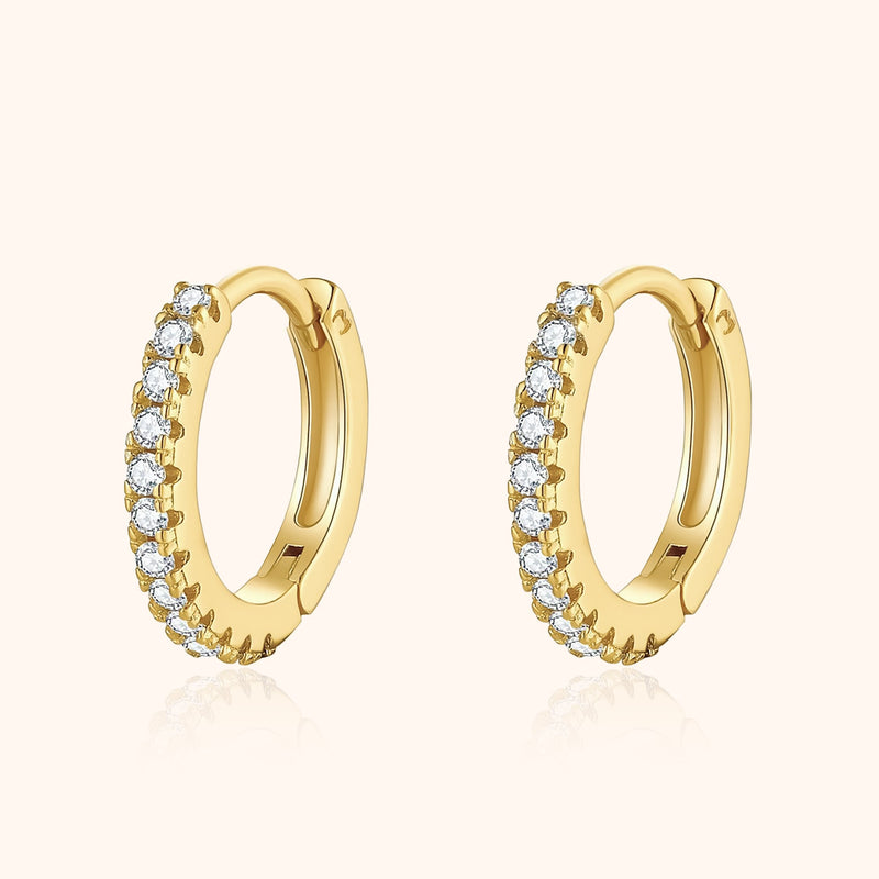 Creolen mit Zirkonia | Funkelnd Sterlingsilber Gold Stilvoll Einzigartig-Gold-Luzern Mode