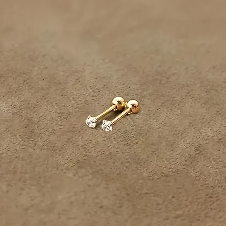 Ohrstecker | Zirkonia Stilvoll Glänzend Langlebig Titan Stahl Robust-3 mm (1 Paar)-Luzern Mode
