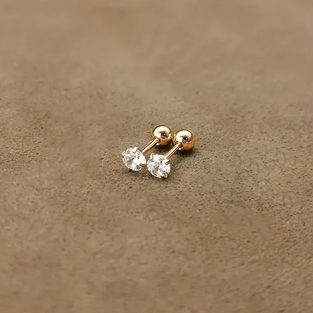 Ohrstecker | Zirkonia Stilvoll Glänzend Langlebig Titan Stahl Robust-4 mm (1 Paar)-Luzern Mode