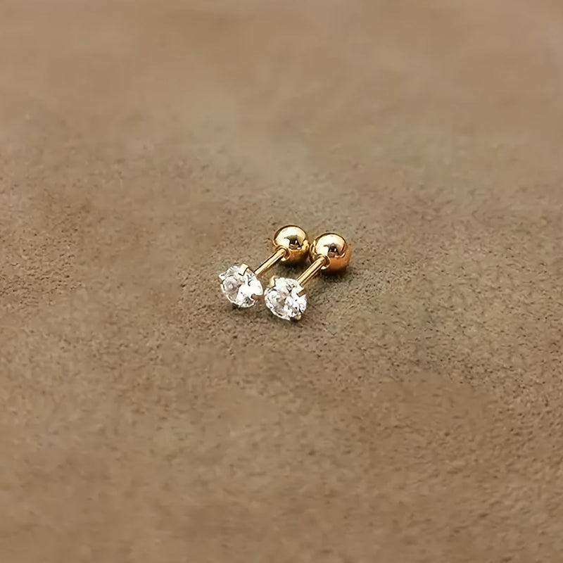 Ohrstecker | Zirkonia Stilvoll Glänzend Langlebig Titan Stahl Robust-4 mm (1 Paar)-Luzern Mode