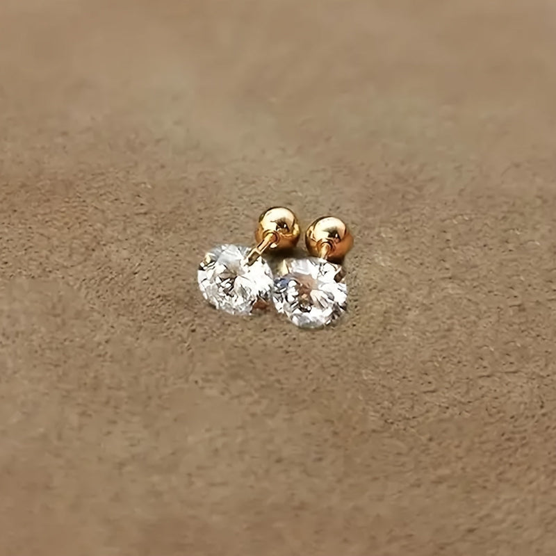 Ohrstecker | Zirkonia Stilvoll Glänzend Langlebig Titan Stahl Robust-5 mm (1 Paar)-Luzern Mode