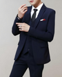 Herren Anzug Slim Fit Business Hochzeit 3-teilig Set-S-Dunkelblau-Luzern Mode