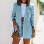 Damen Blazer Elegant Büro Outfits Zweireihig Modern-Blau-S-Luzern Mode