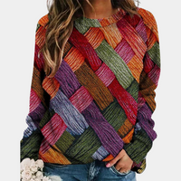 Damen Strickpullover mit Karomuster - Modischer Herbstlook-Orange-XS-Luzern Mode