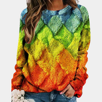 Damen Strickpullover mit Karomuster - Modischer Herbstlook-Regenbogen-XS-Luzern Mode