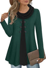 Damen Langarmshirt mit Karomuster und Knopfleiste-Grün/Schwarz-S-Luzern Mode