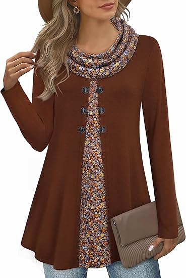 Damen Langarmshirt mit Karomuster und Knopfleiste-Orange-S-Luzern Mode