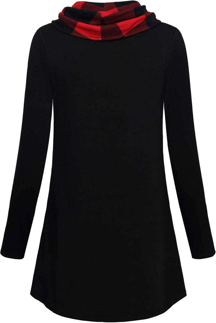 Damen Langarmshirt mit Karomuster und Knopfleiste-Luzern Mode