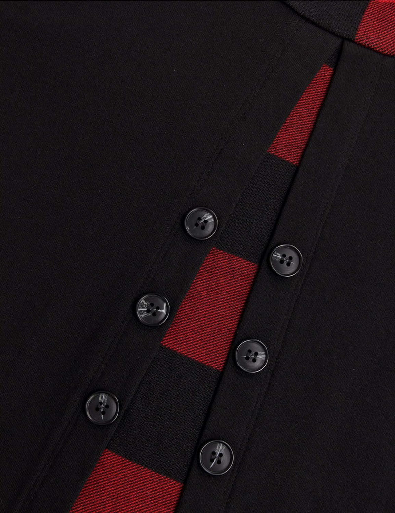 Damen Langarmshirt mit Karomuster und Knopfleiste-Luzern Mode