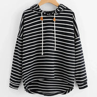 Gestreifter Kapuzenpullover für Damen - Bequemer Hoodie-Schwarz-S-Luzern Mode