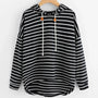 Gestreifter Kapuzenpullover für Damen - Bequemer Hoodie-Schwarz-S-Luzern Mode