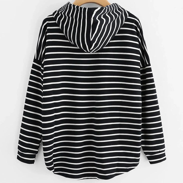 Gestreifter Kapuzenpullover für Damen - Bequemer Hoodie-Luzern Mode
