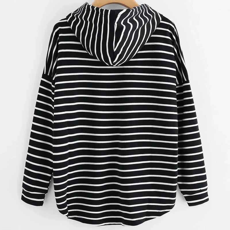 Gestreifter Kapuzenpullover für Damen - Bequemer Hoodie-Luzern Mode