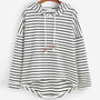 Gestreifter Kapuzenpullover für Damen - Bequemer Hoodie-Weiß-S-Luzern Mode