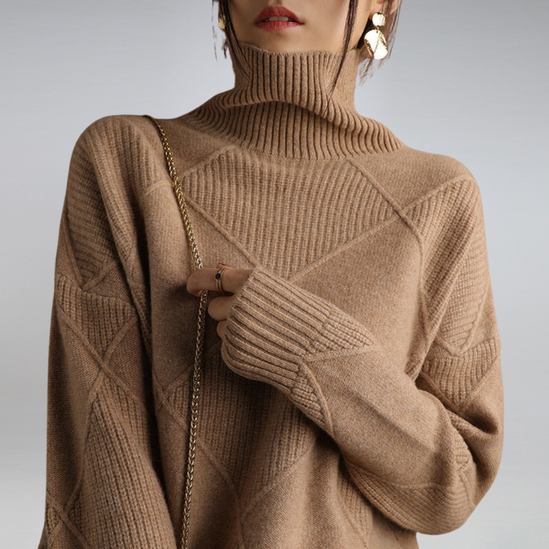 Hochwertiger Damen Strickpullover mit Rollkragen Design-Luzern Mode