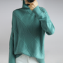 Hochwertiger Damen Strickpullover mit Rollkragen Design-Blau-S-Luzern Mode