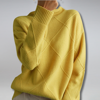 Hochwertiger Damen Strickpullover mit Rollkragen Design-Gelb-S-Luzern Mode